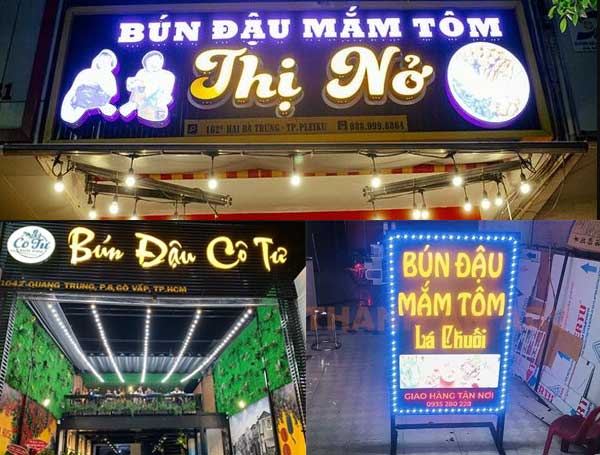 lam bien quang cao cua hang bun dau mam tom